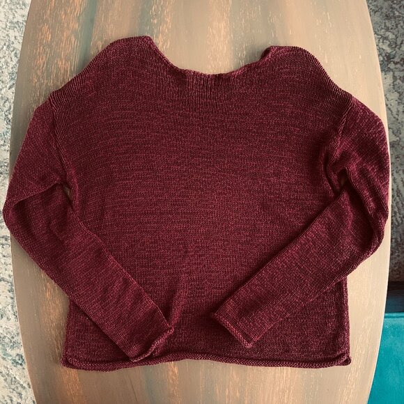 Lord & Taylor burgundy sweater cotton blend women size Small - Picture 2 of 6